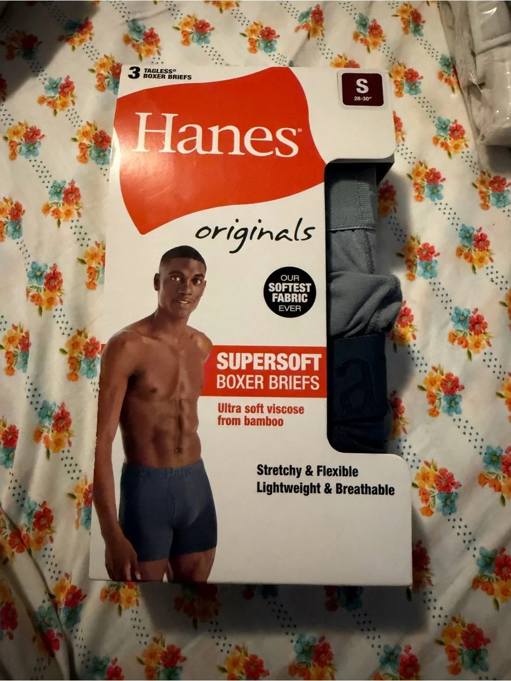 💜Hanes Originals Men's SuperSoft Boxer Brief Underwear, 3pack Size:Small (28-30)
